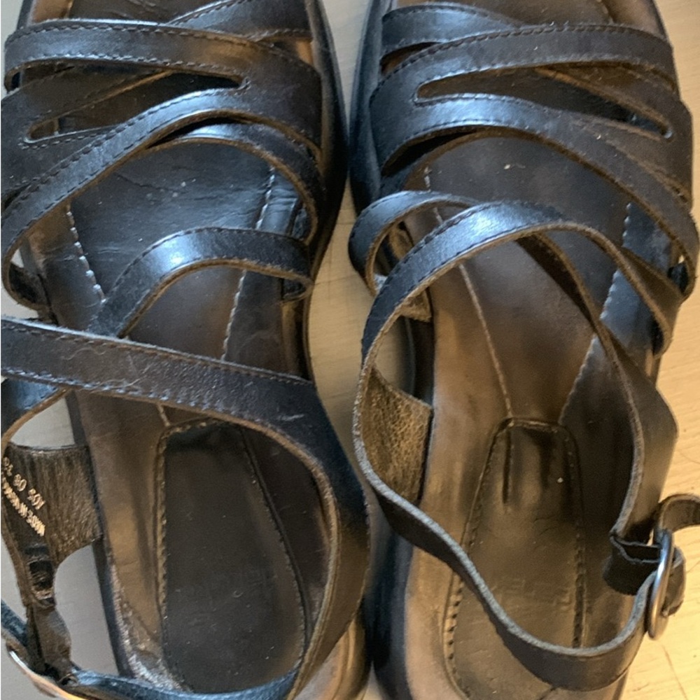 Dansko Black Leather Strappy Sandals 8